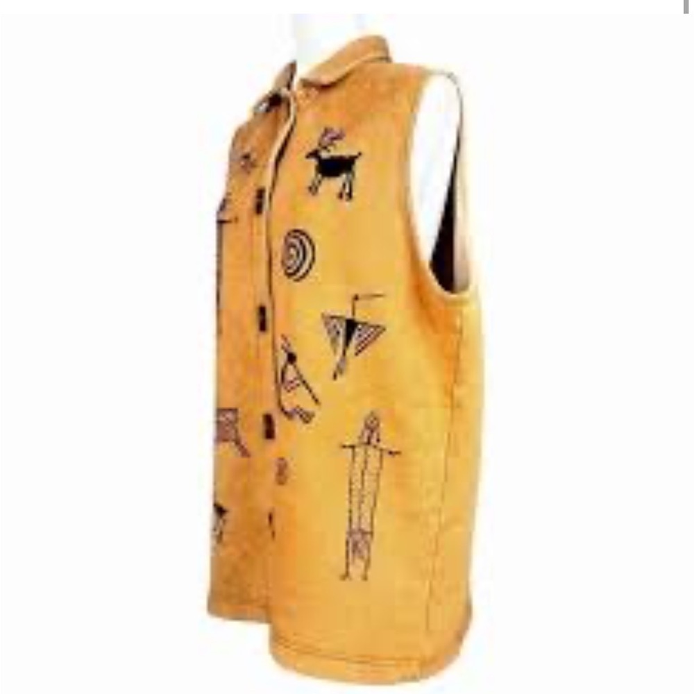 Bfofo vintage unique Tan Vest with Black Tribal Print
